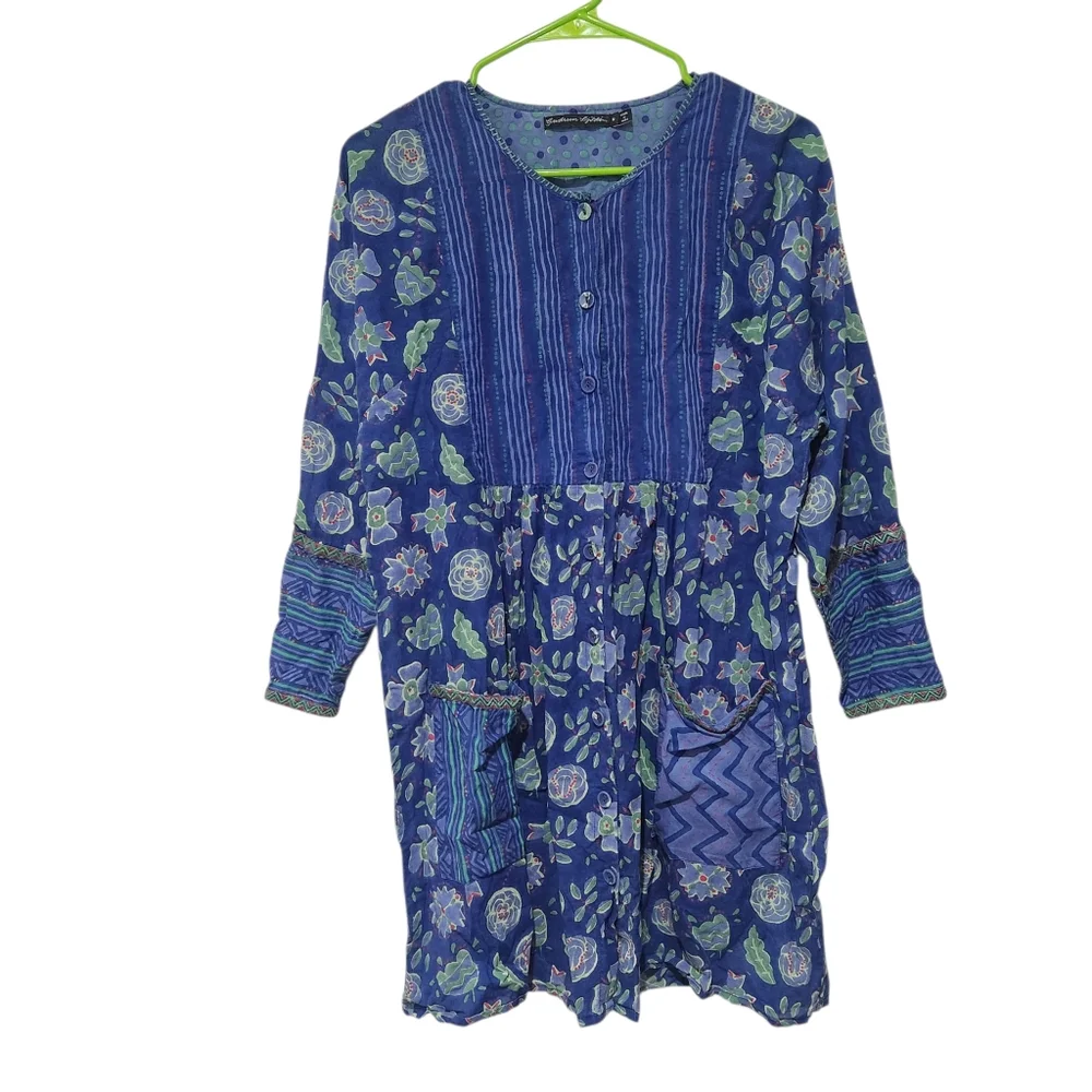 Gudrun Sjodén Artiste Blouse In Organic Cotton Blue Size M With Pockets - Picture 2 of 6